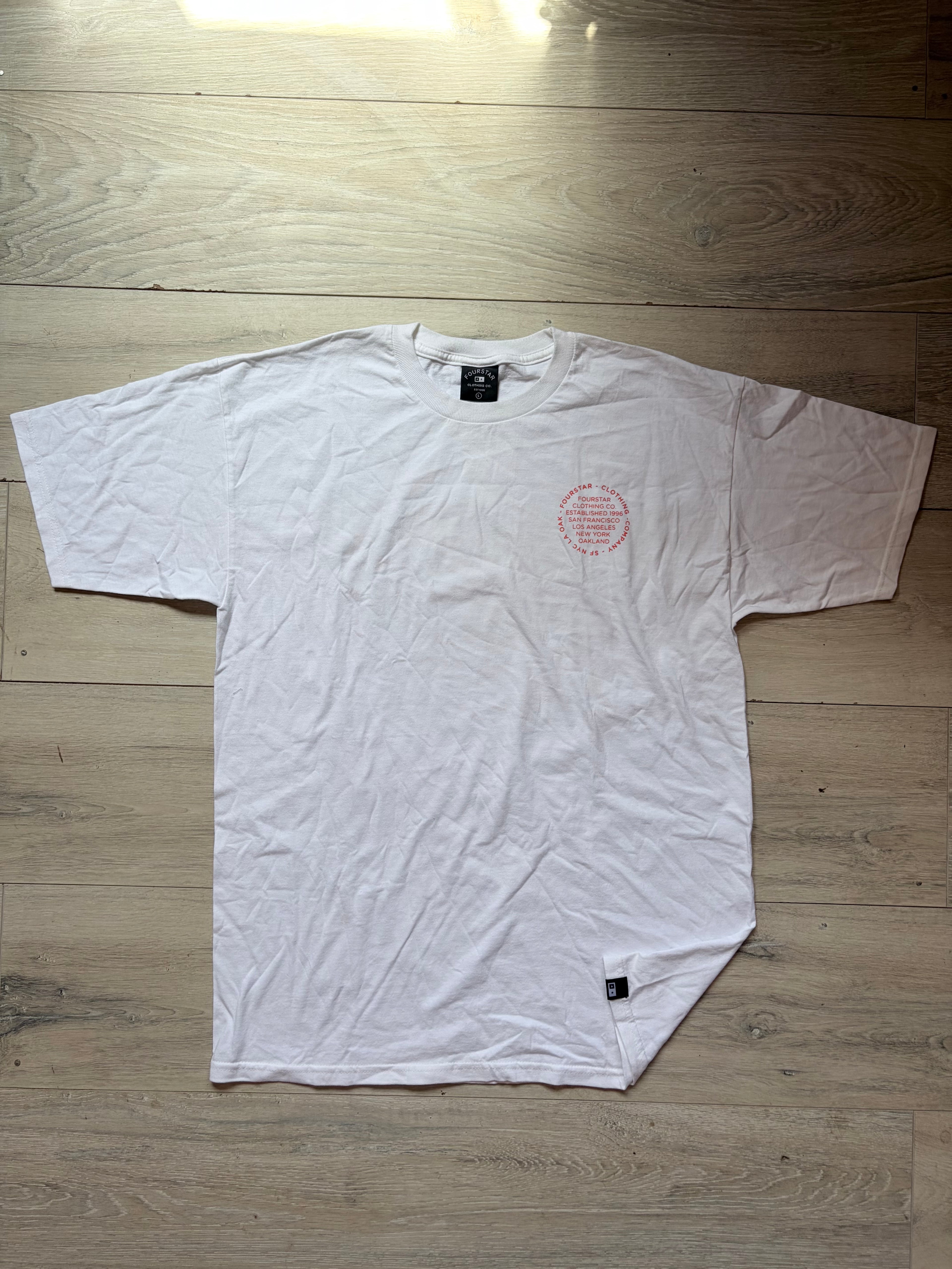 Fourstar Clothing orange screen print Sz L