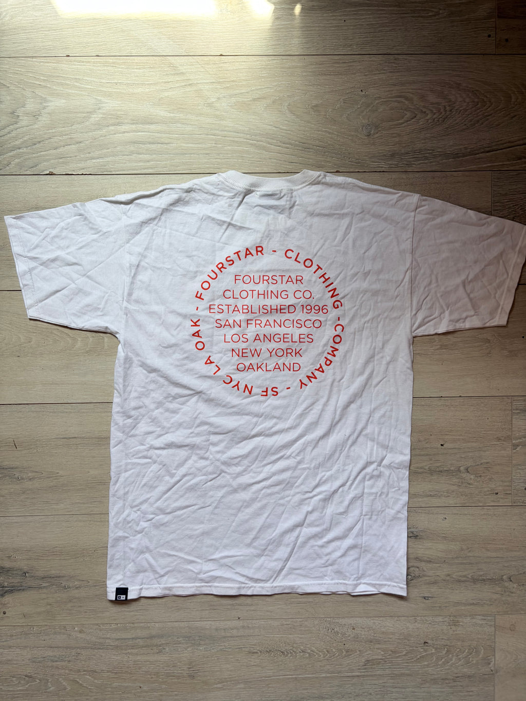 Fourstar Clothing orange screen print Sz L